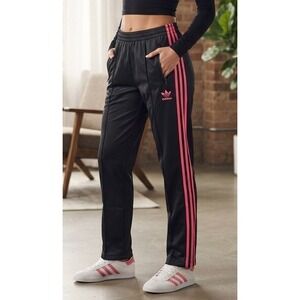 Adidas Track Pants Women's Small Pink Slim Fit 3-Stripe Zipper Pockets Athletic